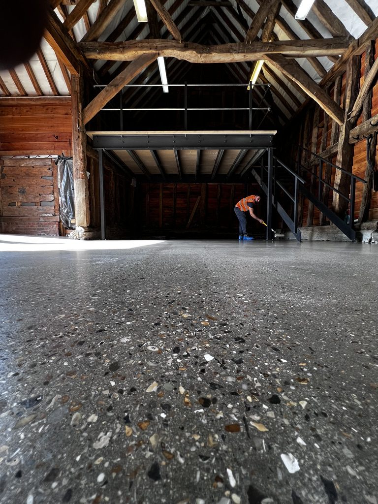 exposed aggregate concrete floor