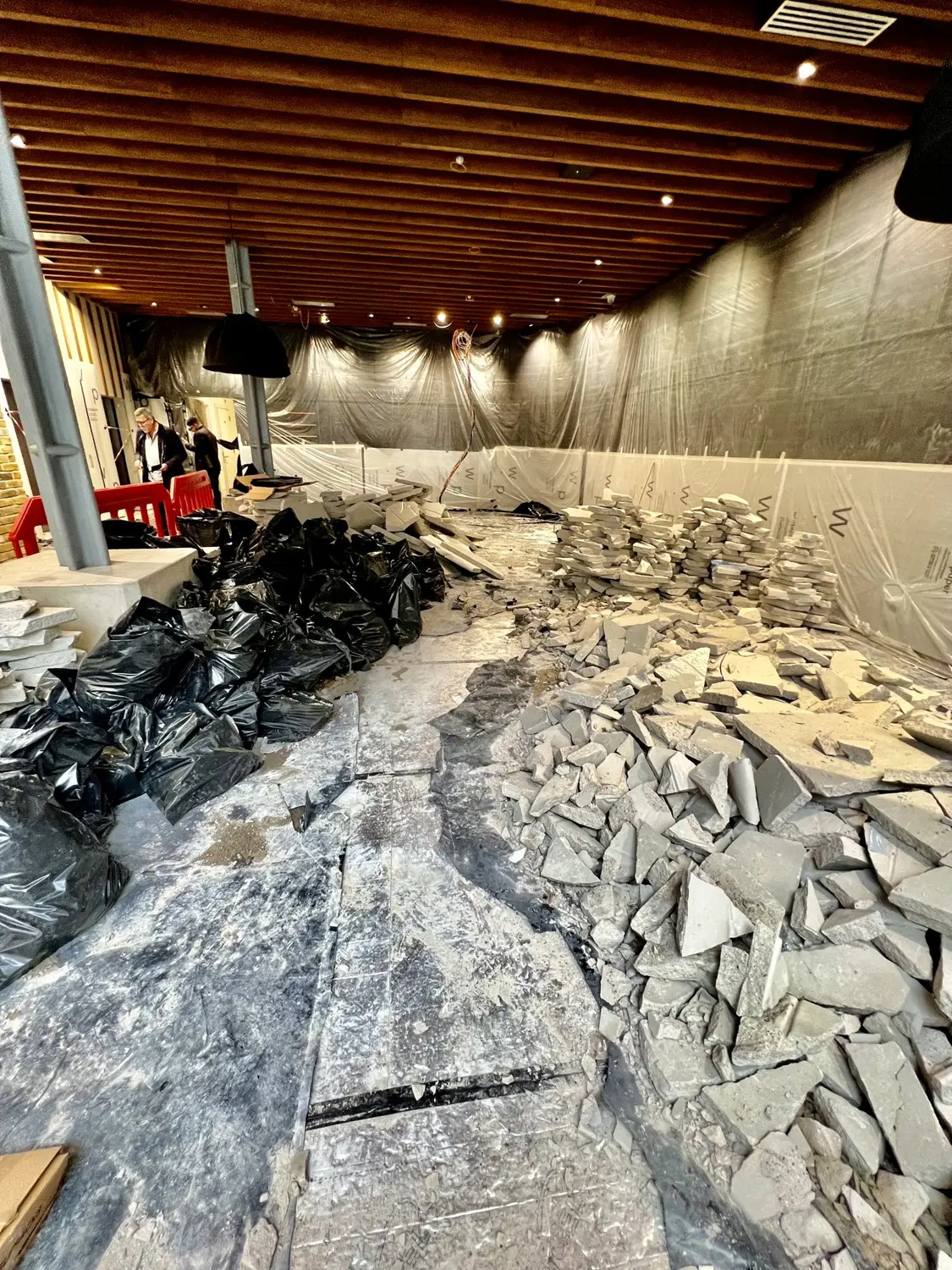 The concrete slab before polishing