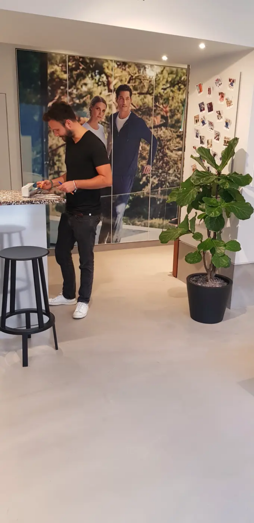 Microcement floor in the Derek Rose store, Knightsbridge