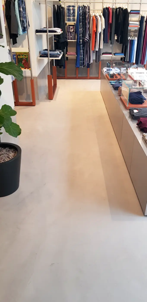 Microcement floor in the Derek Rose store, Knightsbridge