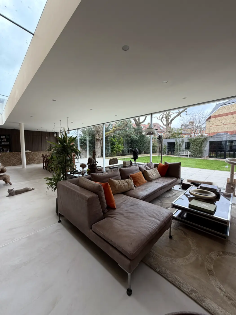 Hardcrete microcement floor in a West London living room