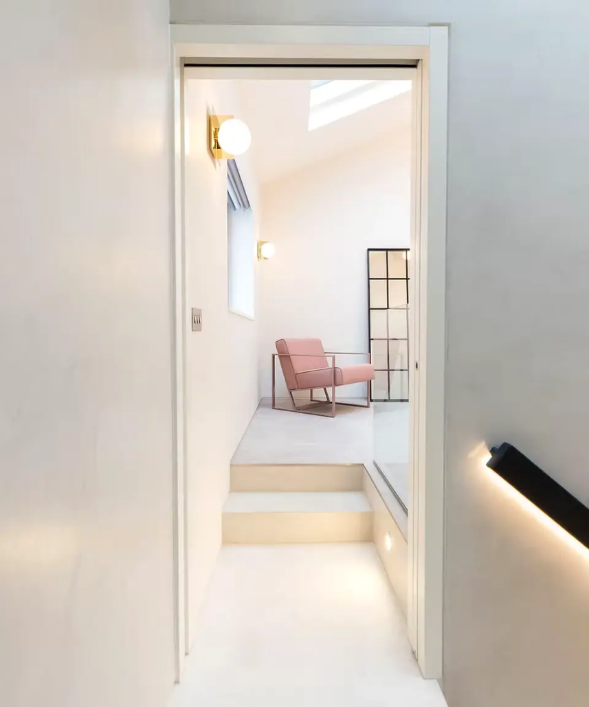 Microcement floors, walls and stairs in an Earls Court house