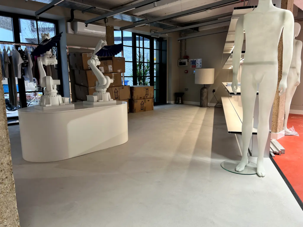 Hardcrete microcement floor in the J.Lindeberg flagship store, London
