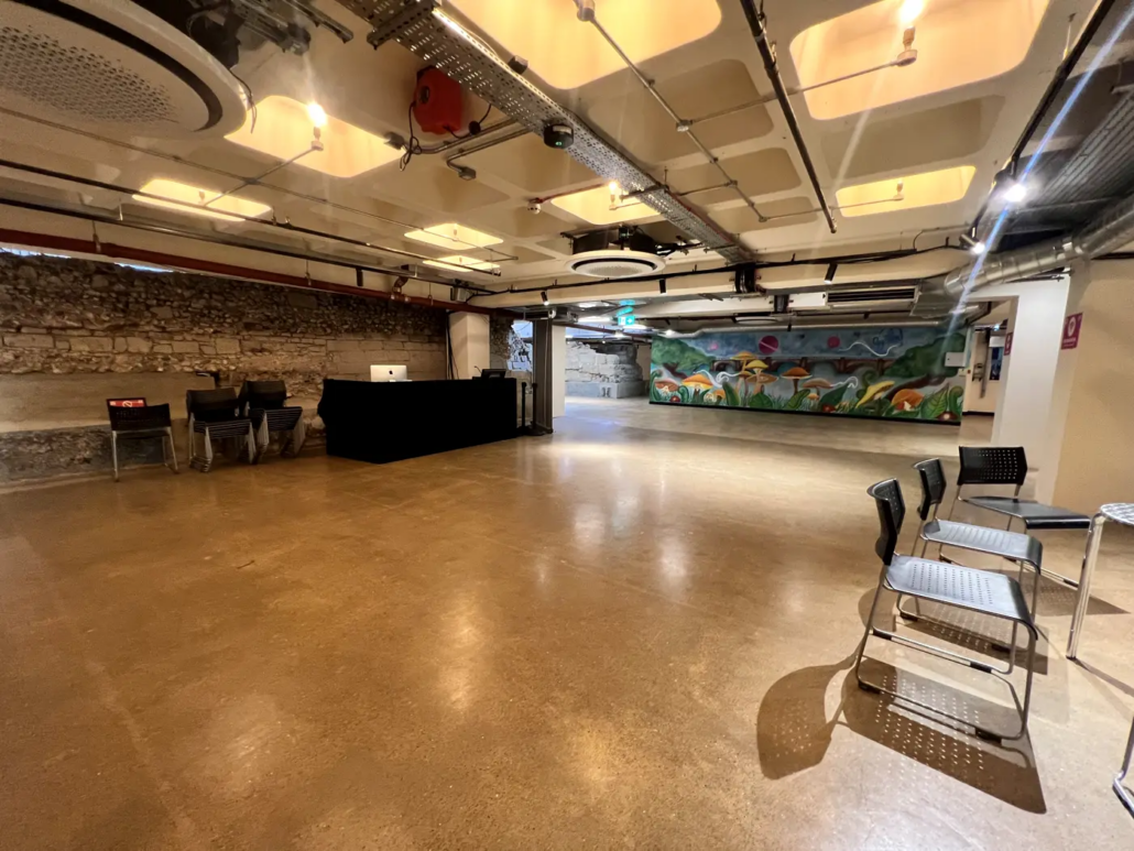 Polished concrete floor in the Fusebox event space, Kingston