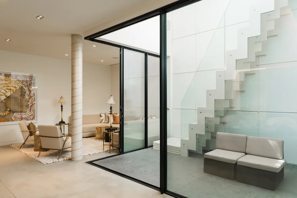 Polished concrete floor with floating stair — St John’s Wood town house