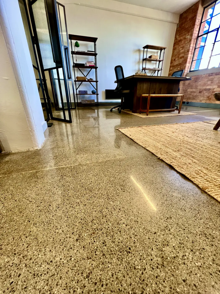 Ground and polished concrete floor at Pall Mall Deposit, Notting Hill