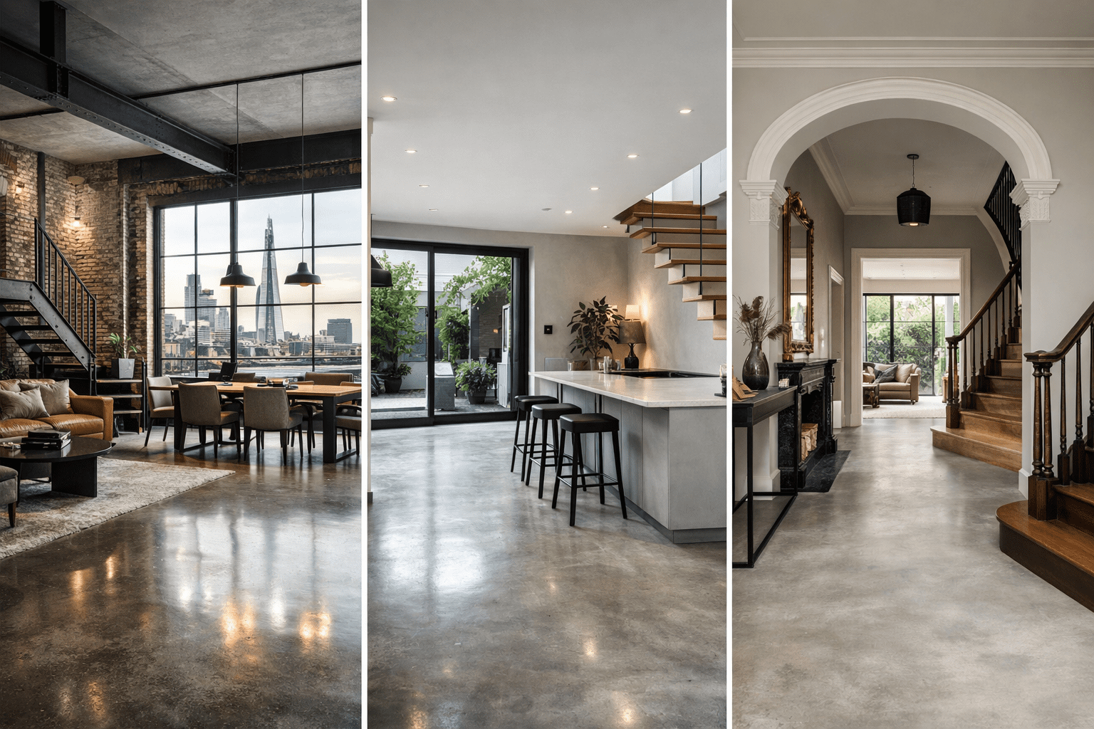 Interior architect specifying polished concrete and microcement floor in London home